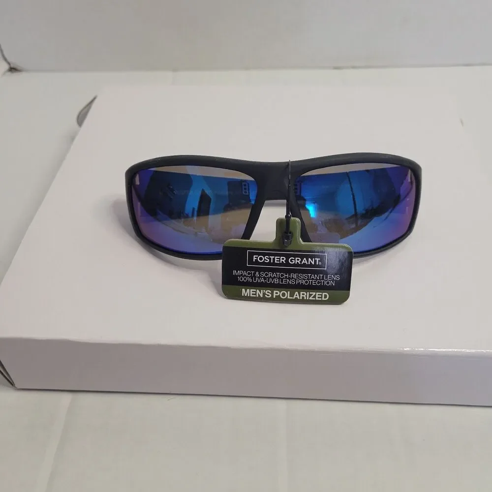 Foster Grant Men’s Polarized Sunglasses Blue Mirror Lens NWT